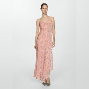 Mango | Dresses | Mango Pastel Pink Asymmetrical Dress With Draped Neckline  | Poshmark